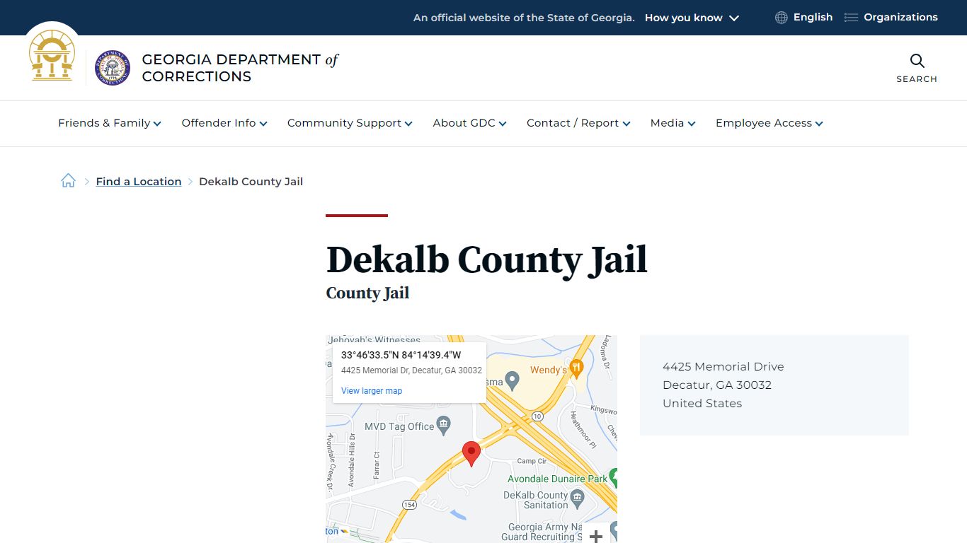 Dekalb County Jail | Georgia Department of Corrections