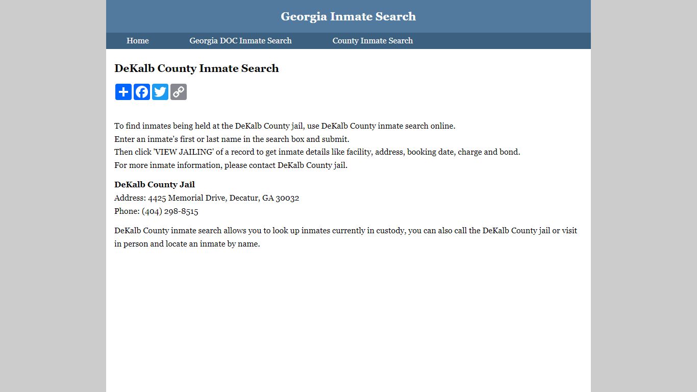 DeKalb County Inmate Search