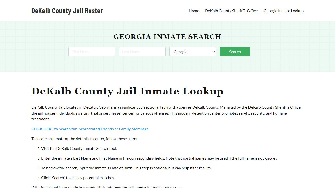 DeKalb County Jail Roster Lookup, GA, Inmate Search